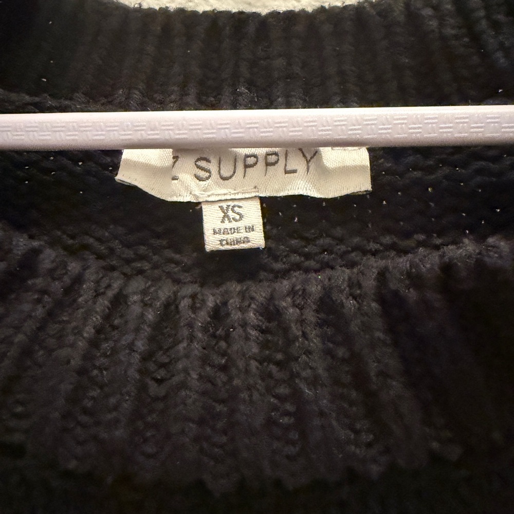 Z Supply Black and White Striped Crew Neck Sweater - Picture 2 of 3